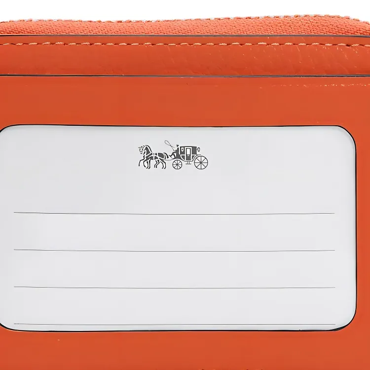 COACH Card Case Pebbled Leather Coin Purse Wallets Card Holders Mini Women's Orange-3