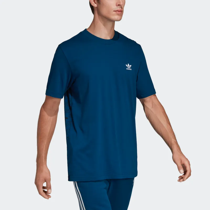 Adidas Originals Clover Series Outfit T Shirt Men's Marine Blue-5