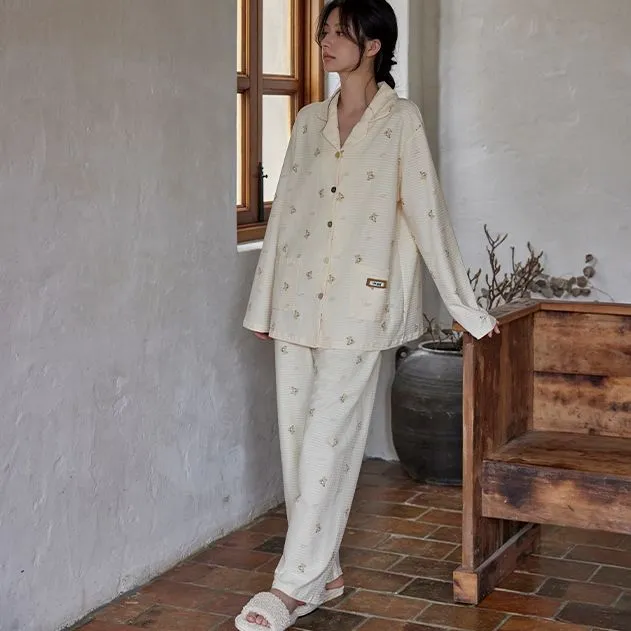 DAMOS·LOVE Pajama Set Women's Beige Yellow-3