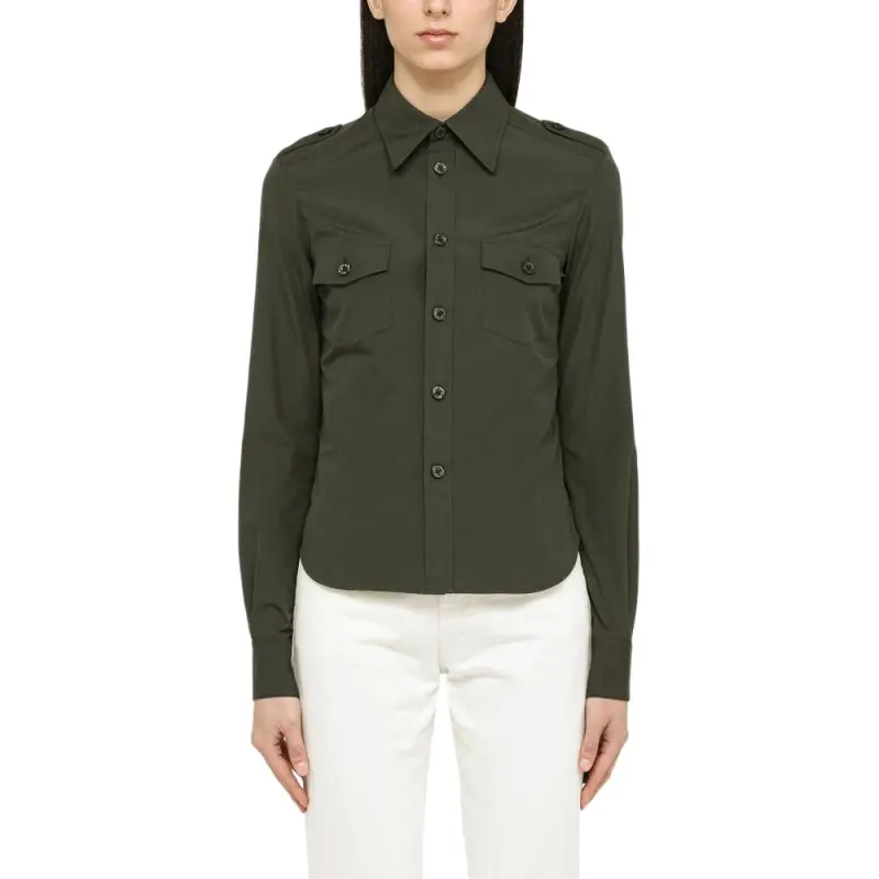 SAINT LAURENT Military Button up Cotton Shirt-2
