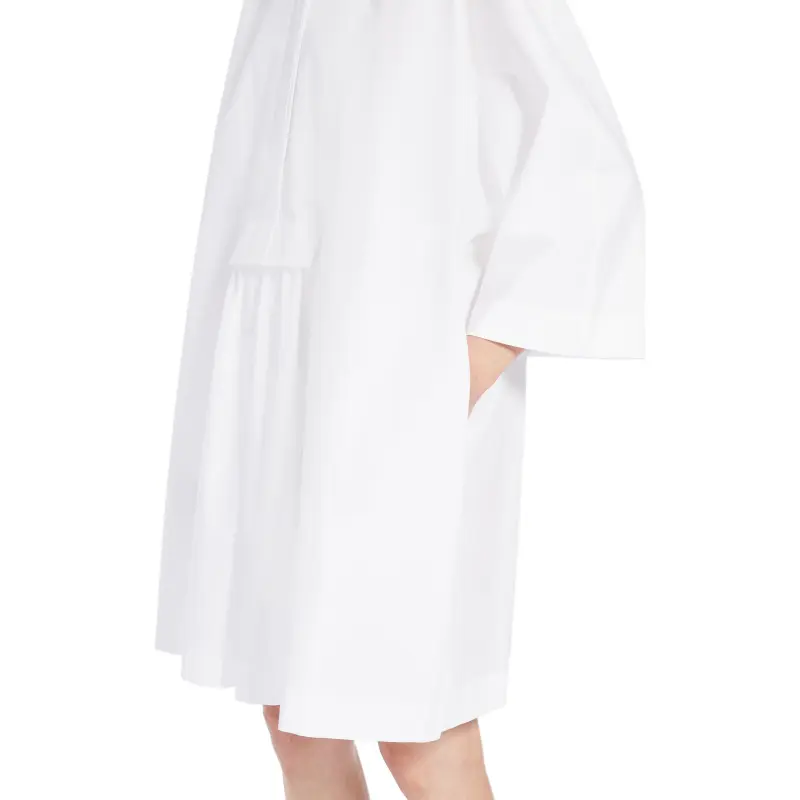 MaxMara Lago Collection Cotton Shirt Dress Long-Sleeved Dresses Women's White-3