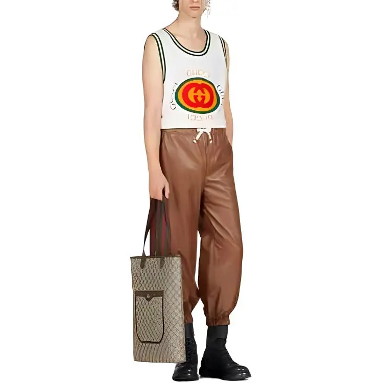 GUCCI SS23 Knitted Sports Pants Men's Brown-2