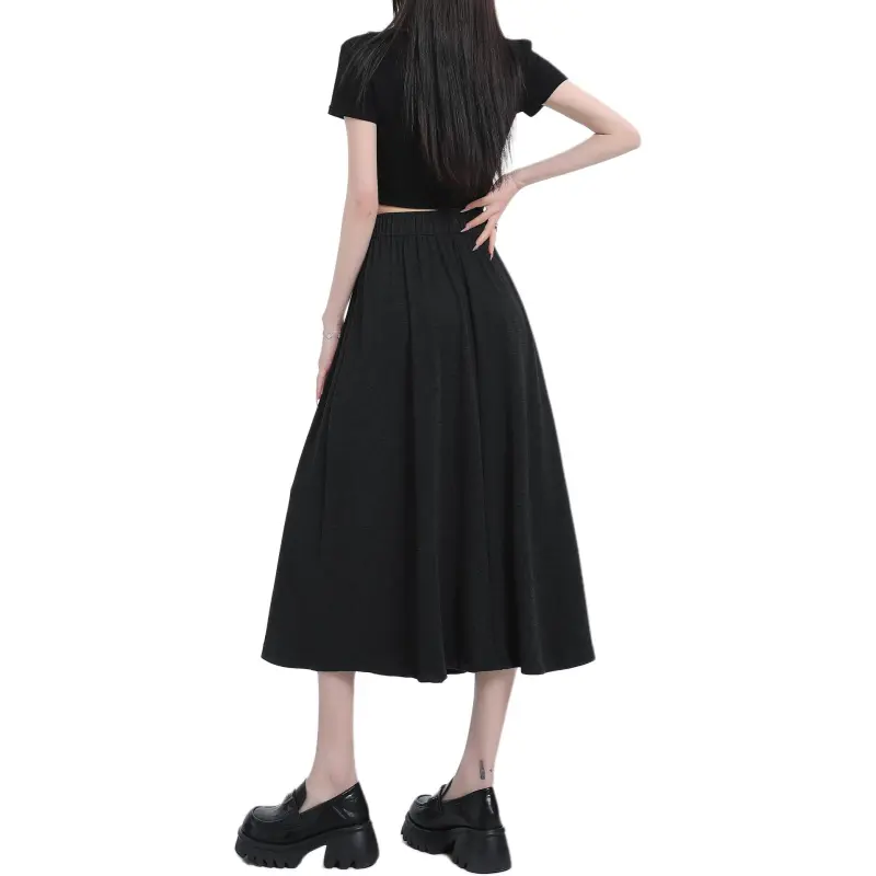 Wen Shan Casual Long Skirt Women's Black-1