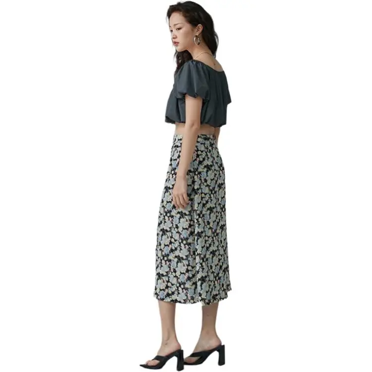 BLUEerror Casual Long Skirt Women's Black-4