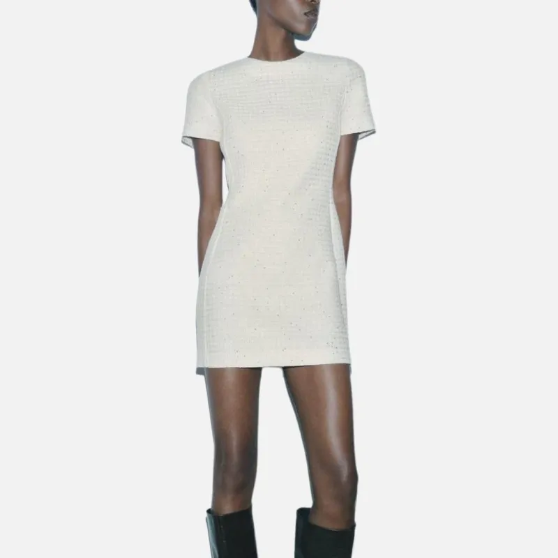 ZARA ZW Series Short Sleeved Dresses Women's White-4