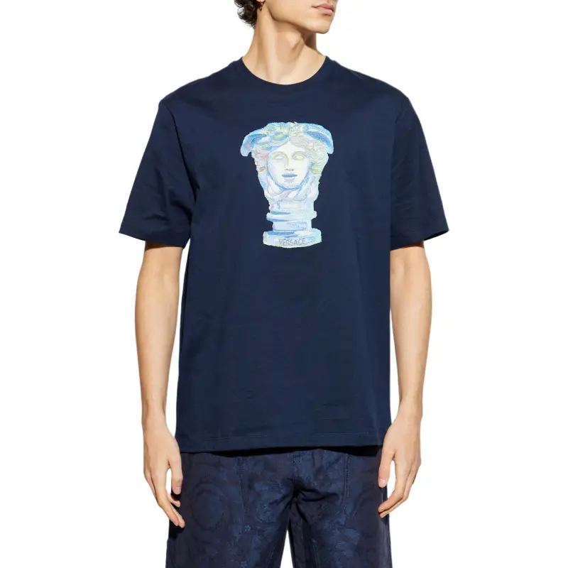 VERSACE Medusa Head Embroidered Crewneck T Shirt-1