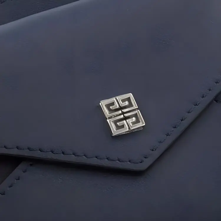 Givenchy Leather Wallet Men's Marine Blue & White-4