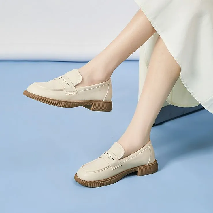 KEKAFU Loafers Women's Low Top Beige/Black-5