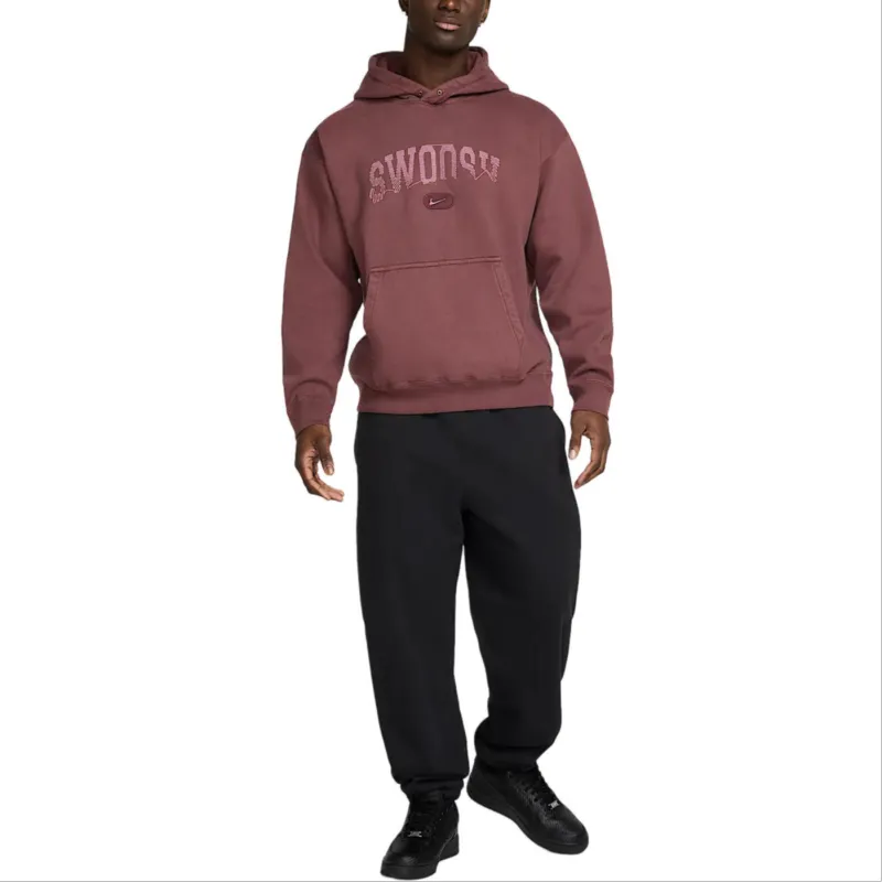 Nike Solo Swoosh Sweatshirt Men's Vibrant Burgundy Wine Red-2