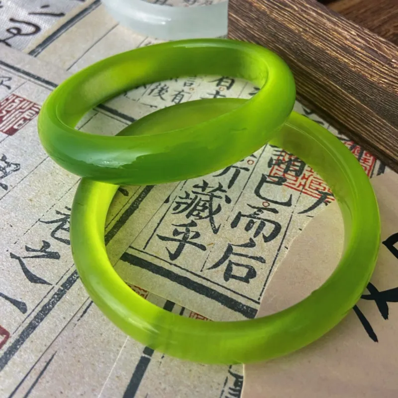 Ryukyu Glass Cat Eye Jade Bangles Women's-2