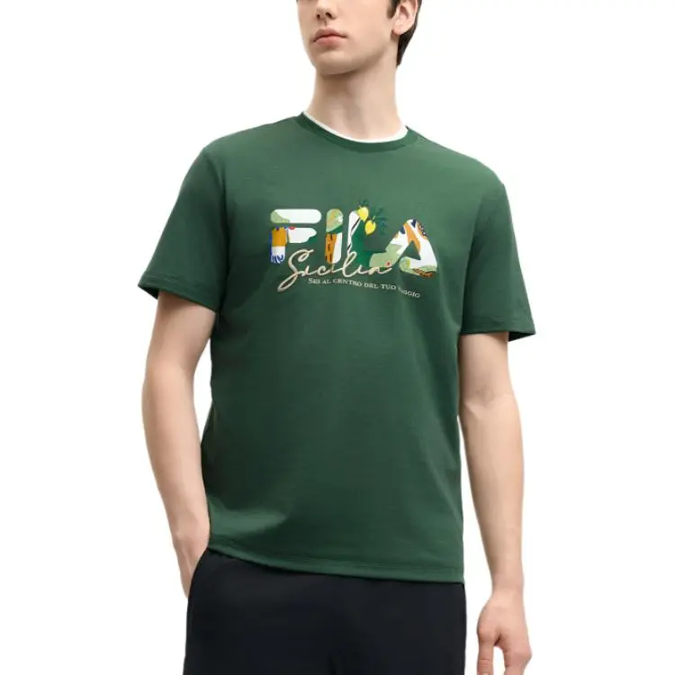 FILA T Shirt Unisex Turquoise Green GN-1