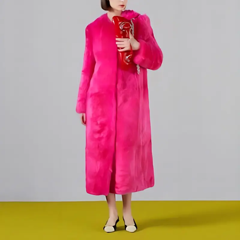 GUCCI FW23 Velvet-feel Coat Women's Peach Pink-4