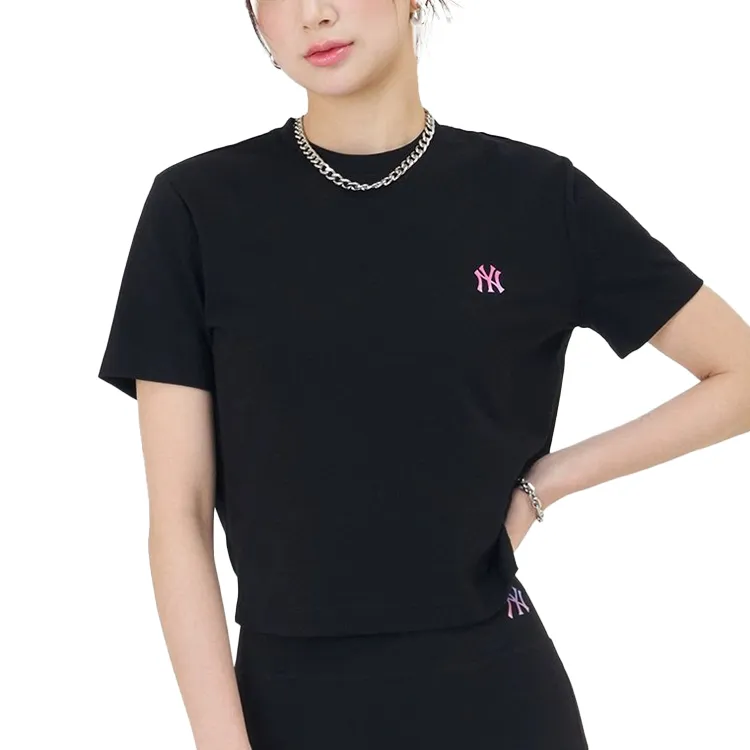 MLB Los Angeles Dodgers New York Yankees T Shirts Women's Black-3