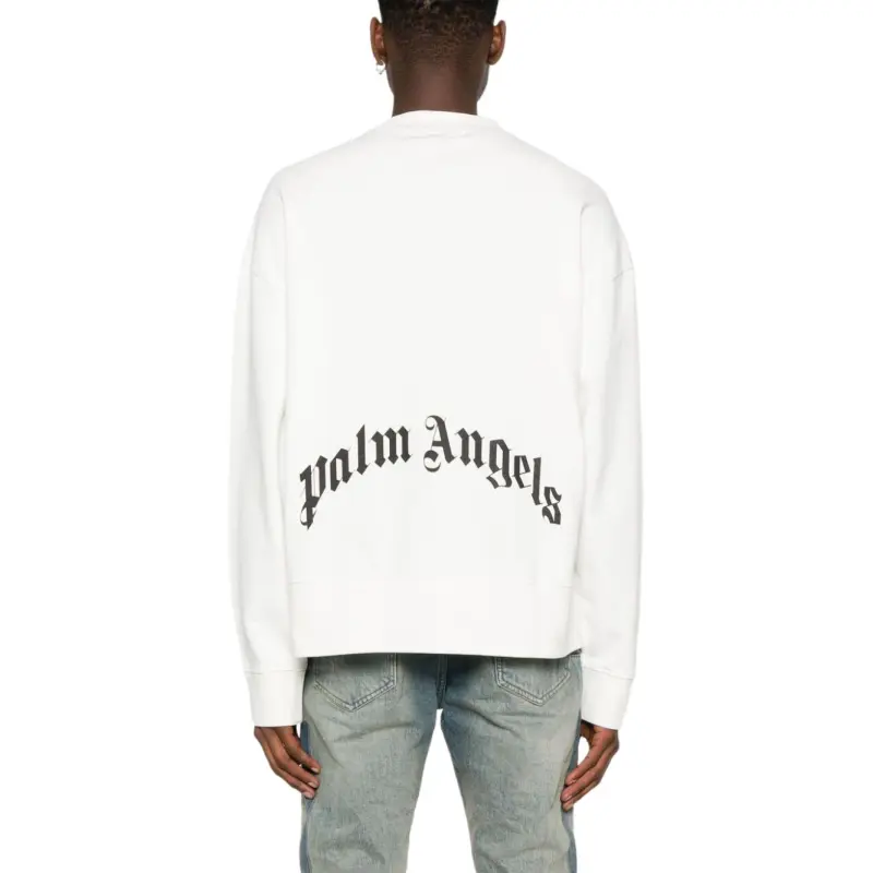 PALM ANGELS Curved Logo Crewneck Sweatshirt-1