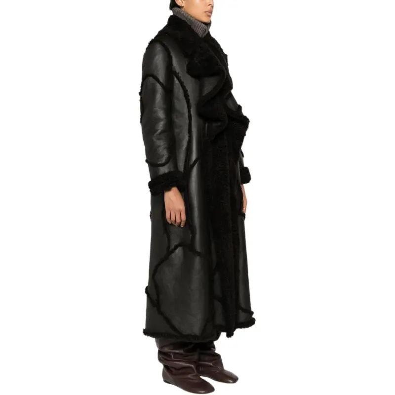 Chloé Collared Patchwork Detailed V Neck Maxi Coat-2