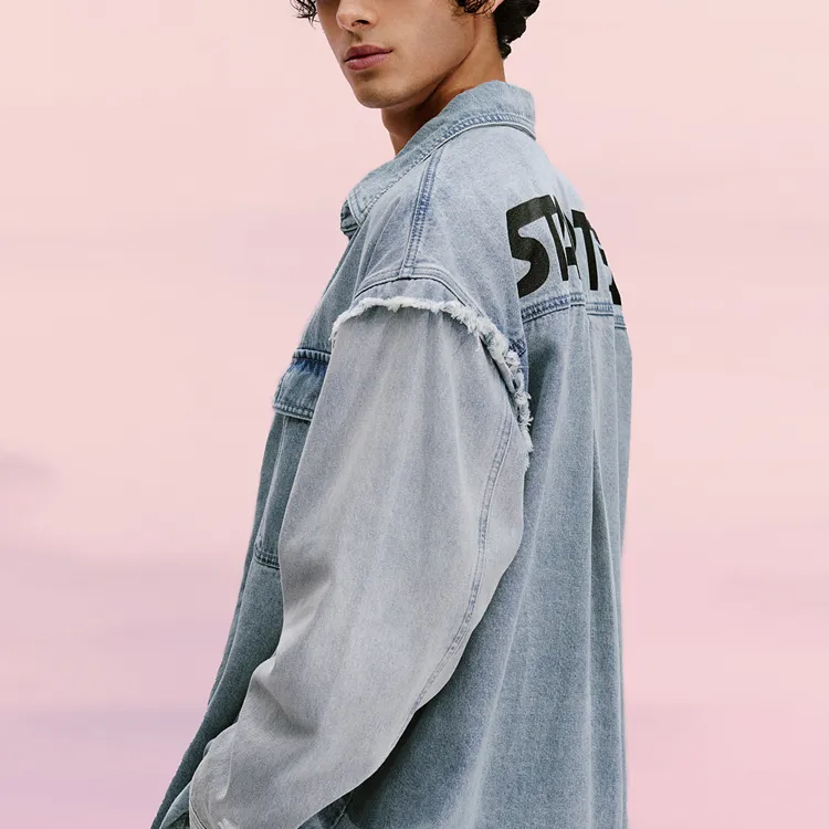 STARTER Denim Jackets Men Denim Light Blue-4