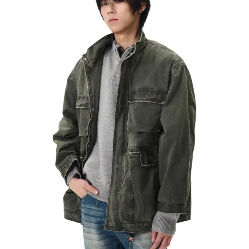 WLNEXT Multi Pocket Cargo Jacket Premium Stylish And Durable Jacket Unisex Green-1
