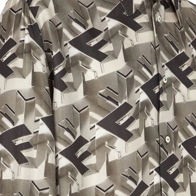 FENDI All-Over Logo Printed Oversized Shirt-5