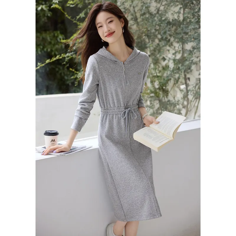 Mo Han Yi Mei Long Sleeved Dresses Women's Light Gray-1