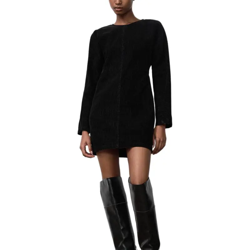 ZARA Trf Long Sleeved Dresses Women's Black-3