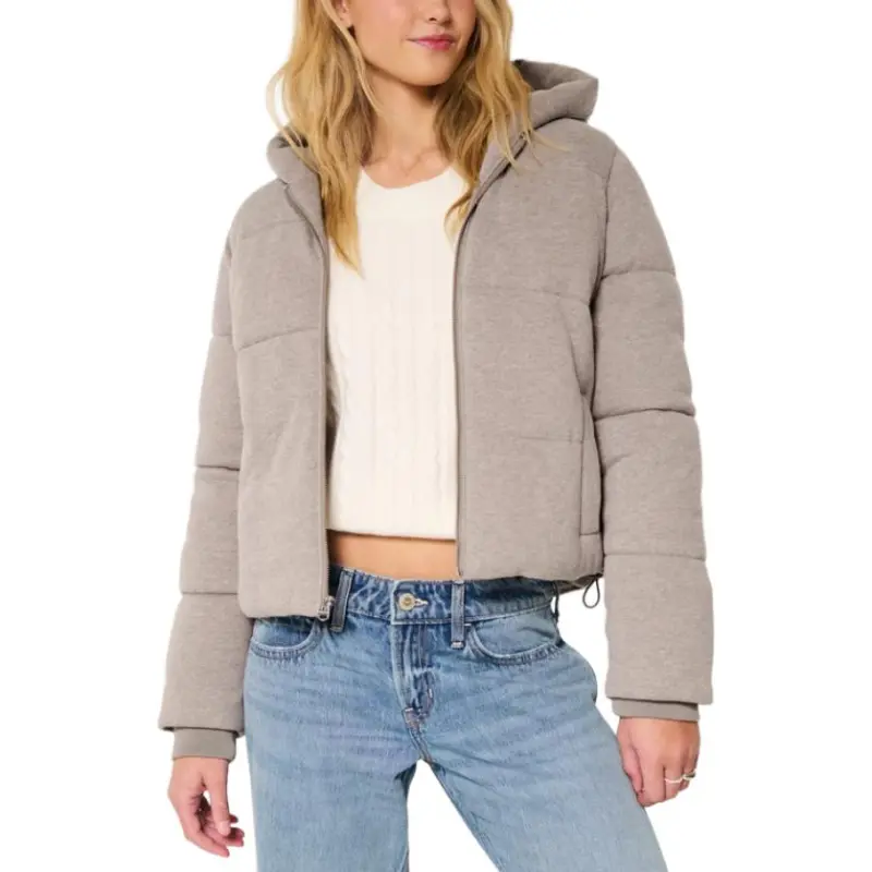 Hollister Puffer Jacket Women's Taupe-1