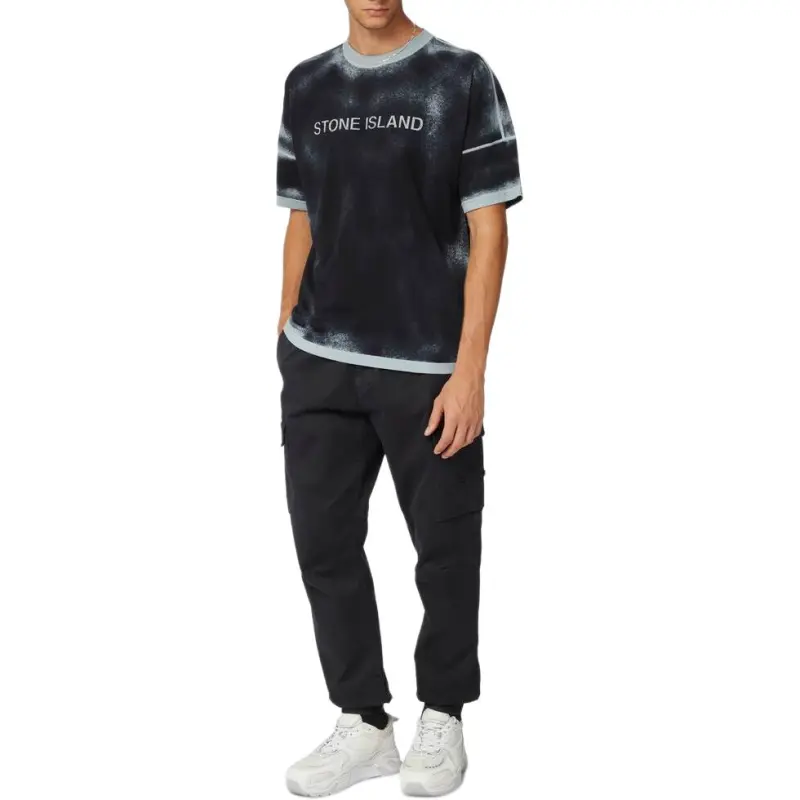 STONE ISLAND STONE ISLAND Hand Sprayed T Shirt Men's Sky Color-4