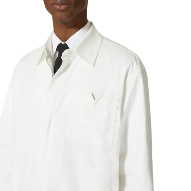 Valentino Logo Plaque Long Sleeved Shirt Jacket-5