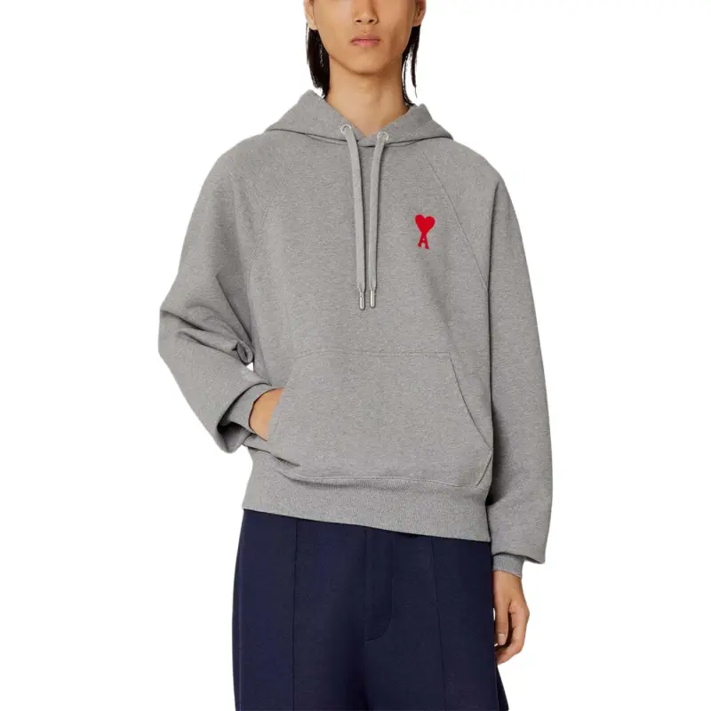 Ami Paris Ami De Coeur Heavy Fleece Small S Heart Popover Boxy Fit Hoodie-2