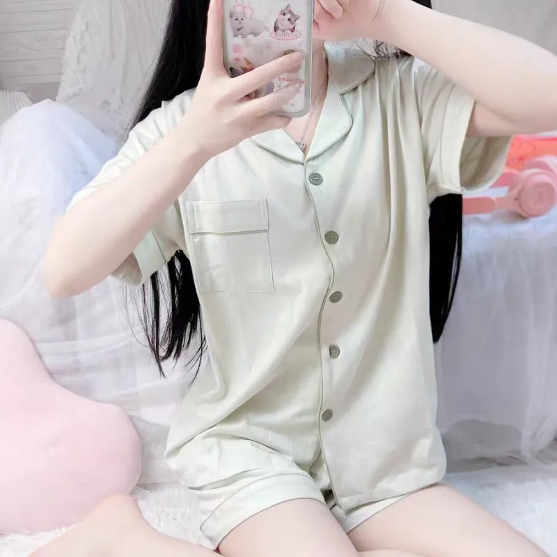 WANANNI Pajama Set Women's Cream Green-4