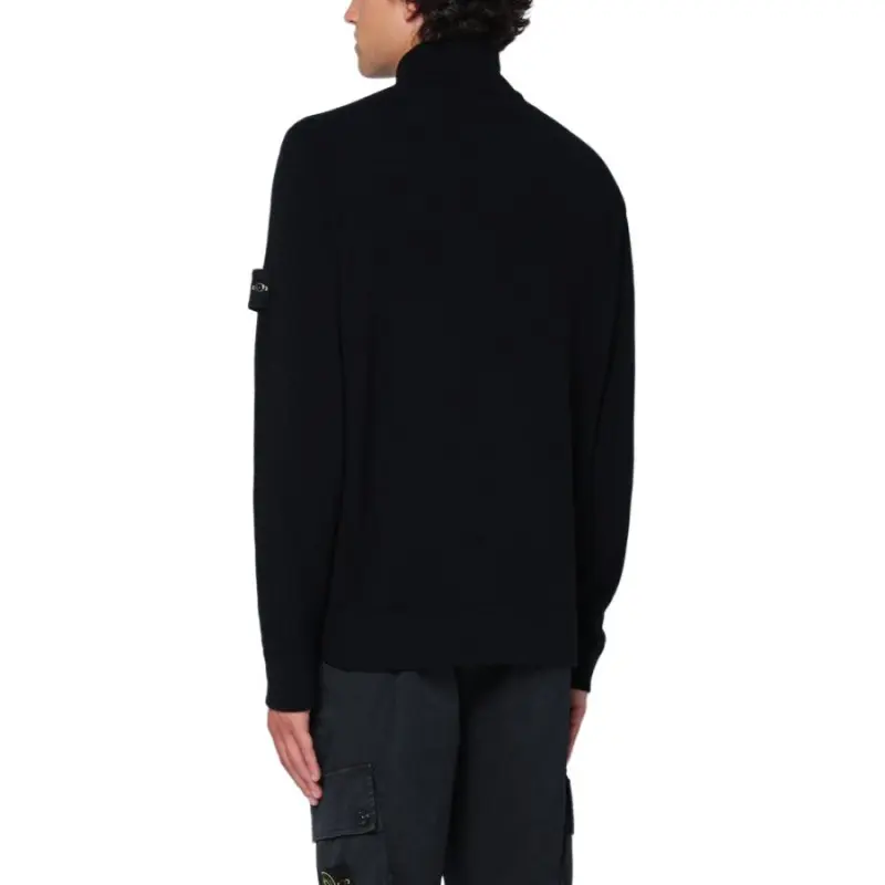 STONE ISLAND Logo Patch Half Zipped Jumper-4