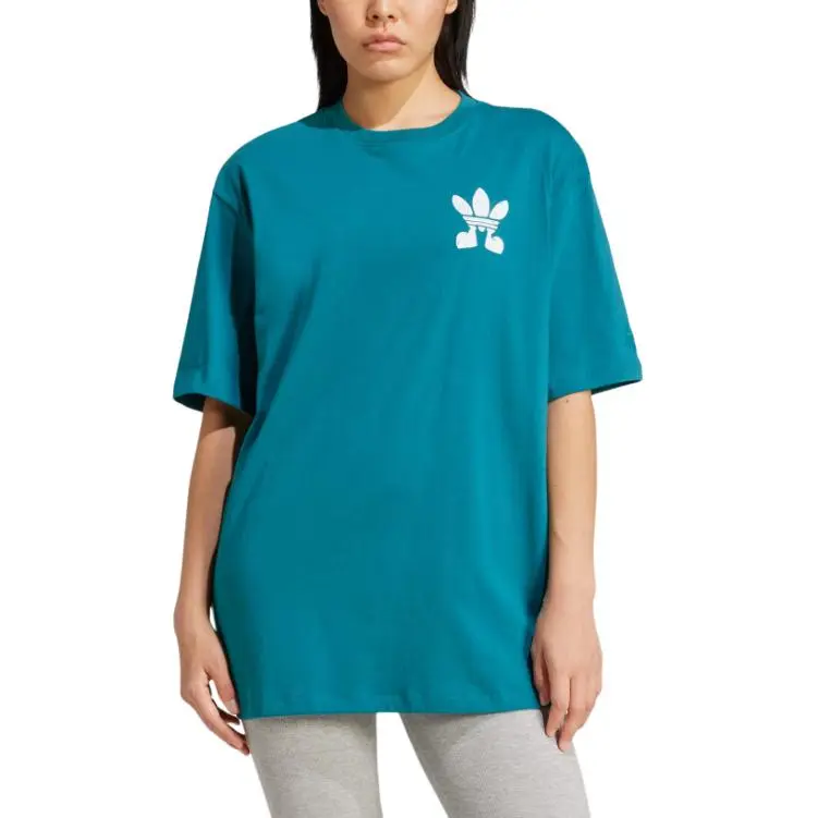 Adidas Originals Drop Shoulder Sleeve T Shirt Women's Legacy Cyan-3