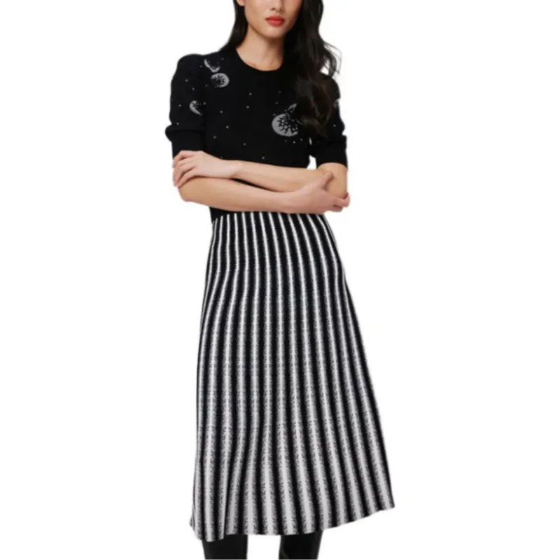 DVF Diane Von Furstenberg Vertical Striped Midi Skirt-2