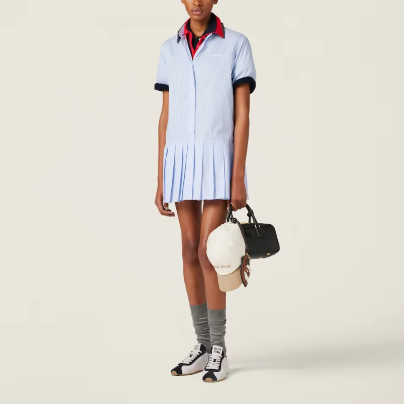 MIU MIU Striped Pleated Dress-1