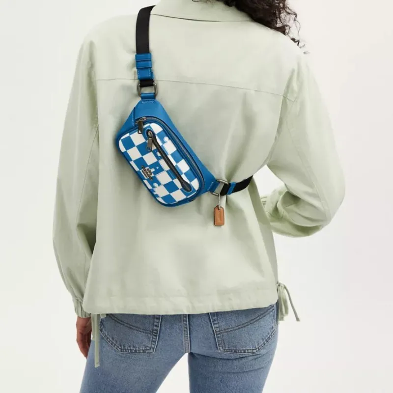 COACH Elias Cow Leather With Artificial Leather Fanny Pack Mini Men's Crown Blue & Chalk-4