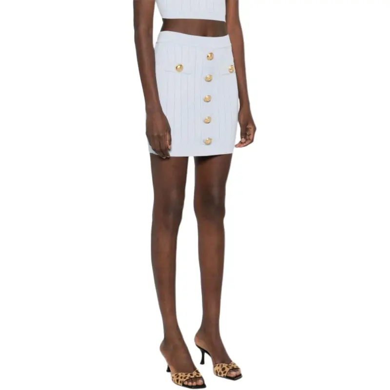 BALMAIN Button Detailed High Rise Mini Skirt-3
