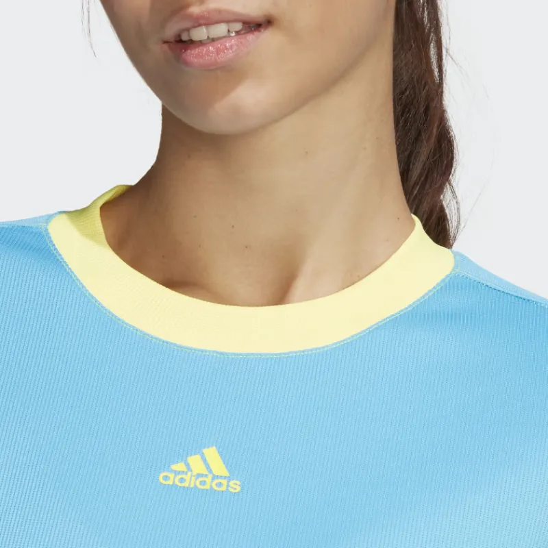 Adidas Crop Tops Women's Yellow Blue-3
