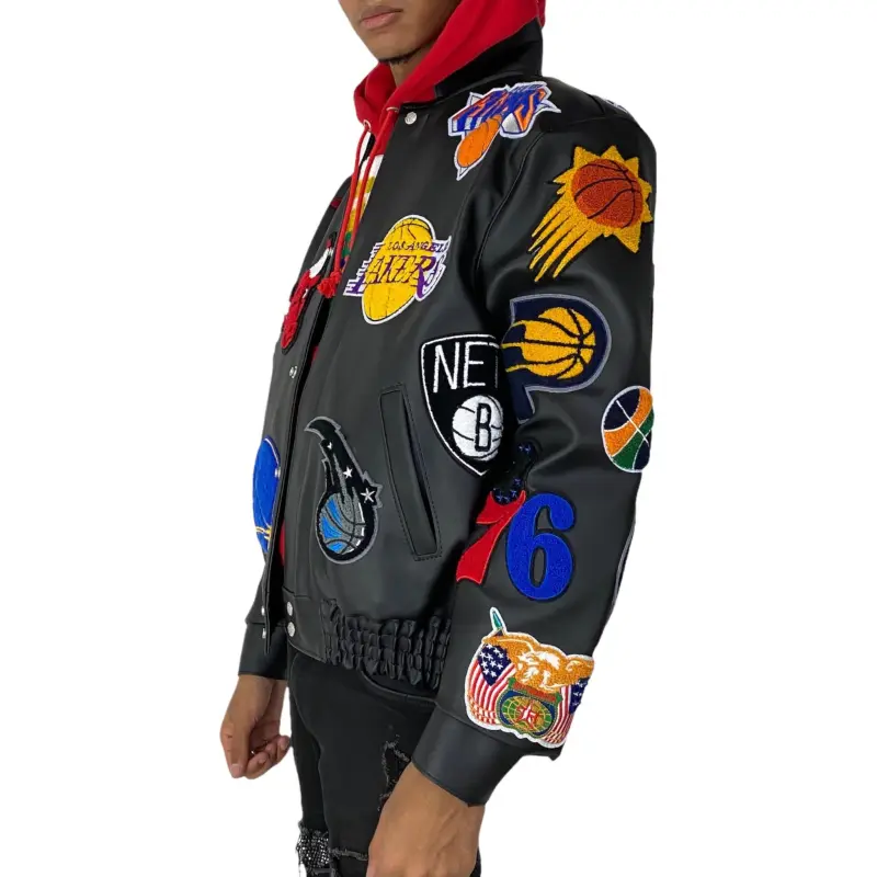 JEFF HAMILTON X Nba Collage Vegan Leather Jacket-5