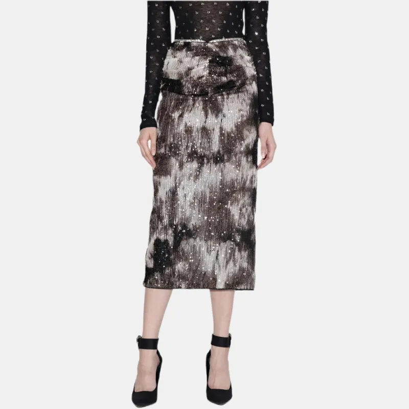 Bebe Casual Long Skirts Women's Black Silver-1