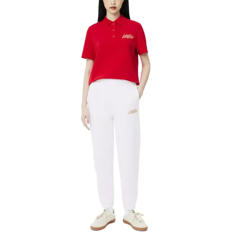 LACOSTE Auspicious Snake New Year Collection Knitted Sweatpants Women's Ecru-8