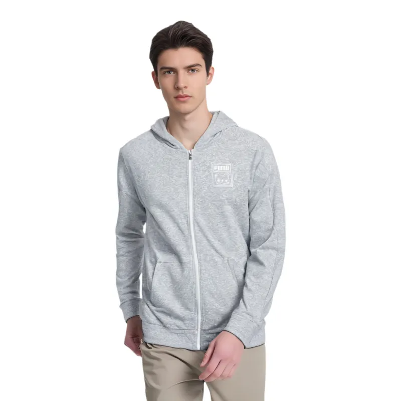 PUMA NEKO GRAPHIC T7 FZ HOODIE Sweatshirt Unisex Light Mixed Gray-2