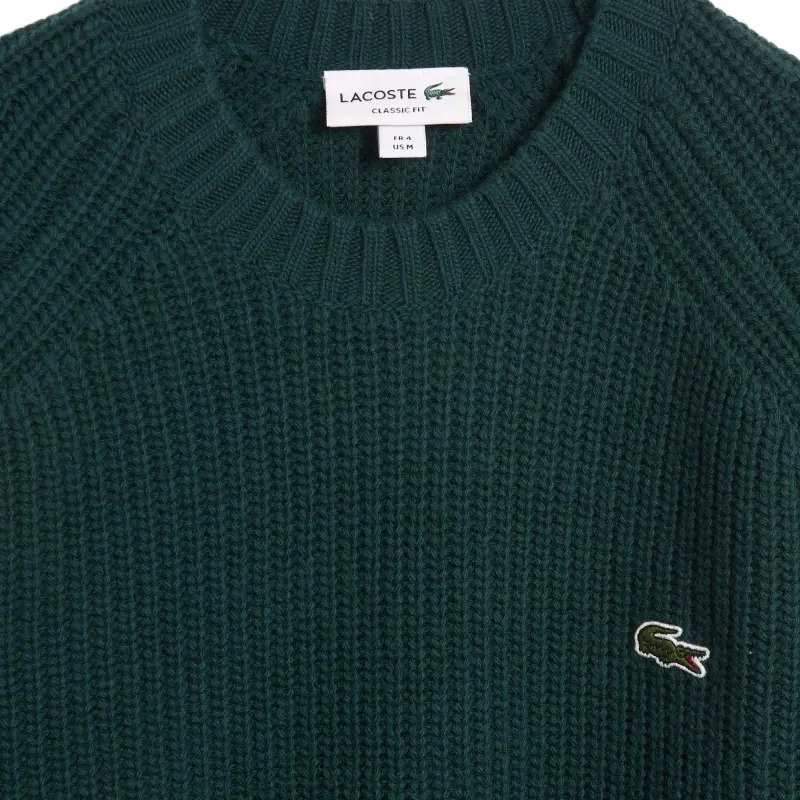LACOSTE Logo Embroidered Crewneck Knitted Jumper-4