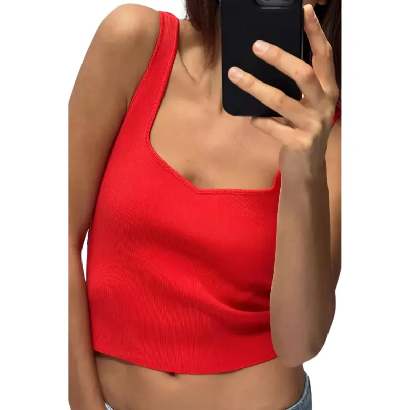 ZARA Tank Tops Women's Red-2