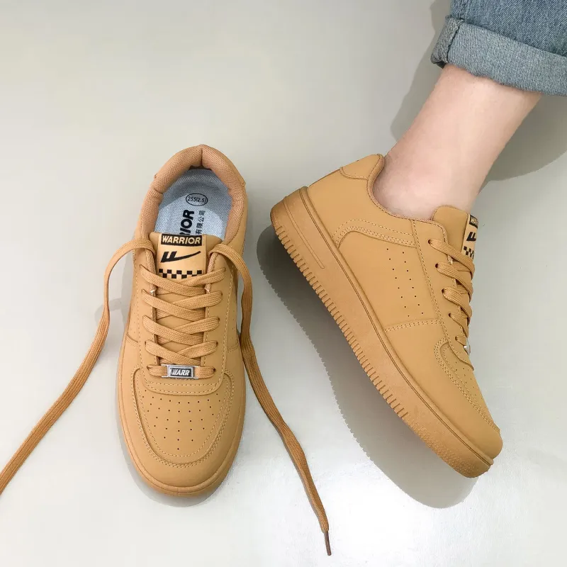 Warrior Anti Slip Wear Resistant Low Top Skateboard Shoes Men's Earth Yellow-4