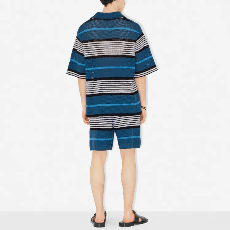 Burberry SS23 Men's Stripe Print Nylon Shorts Navy-2