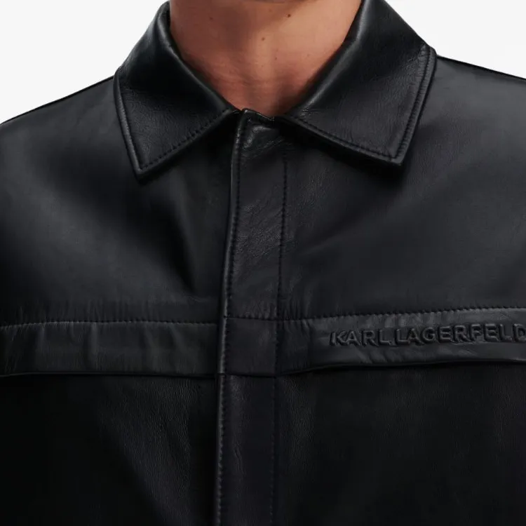 Karl Lagerfeld Leather Pocket Button up Shirt-4