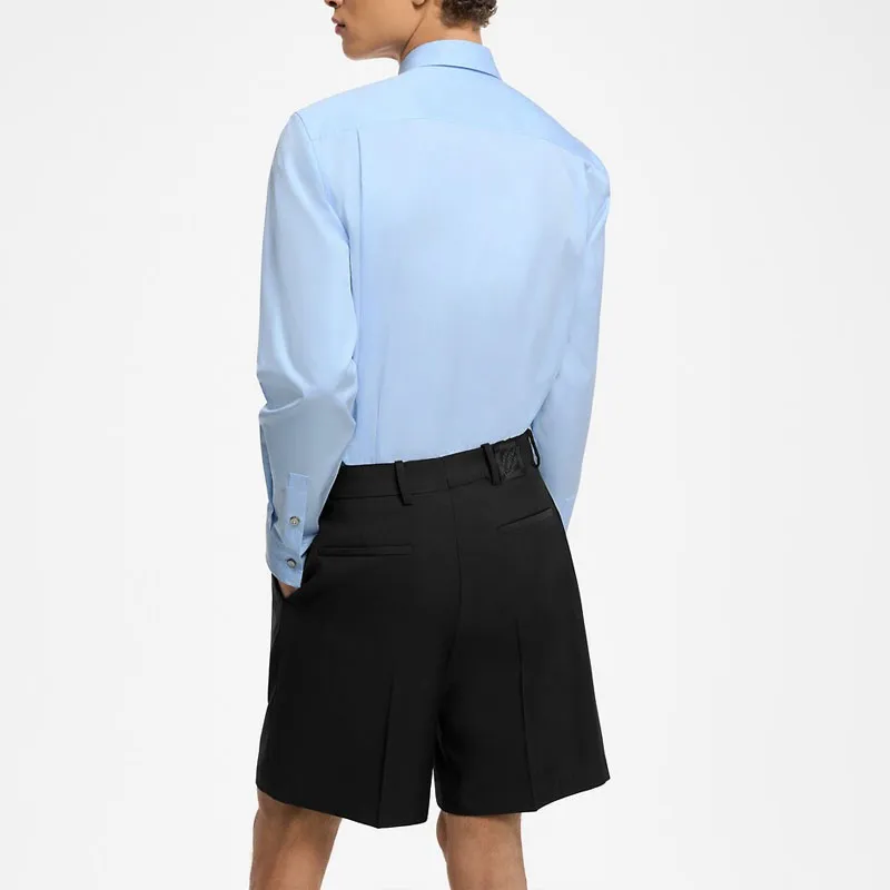 Lv Embroidered Long Sleeved Cotton Shirt-3