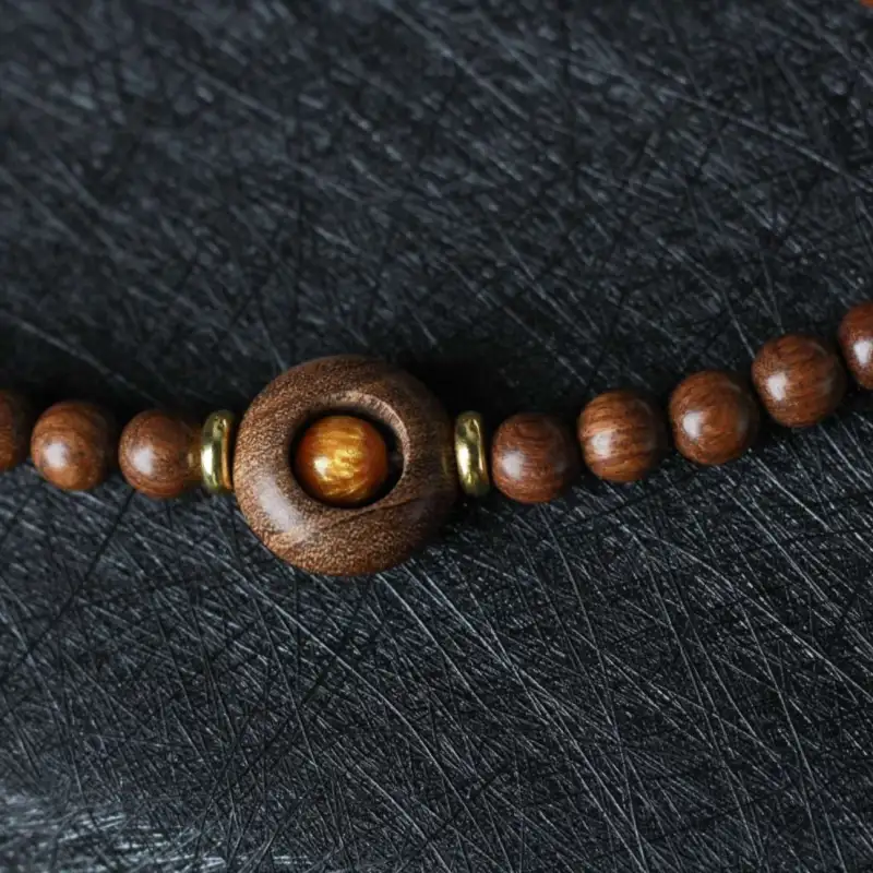 Lordship Golden Sandalwood Bead Chain Unisex-4