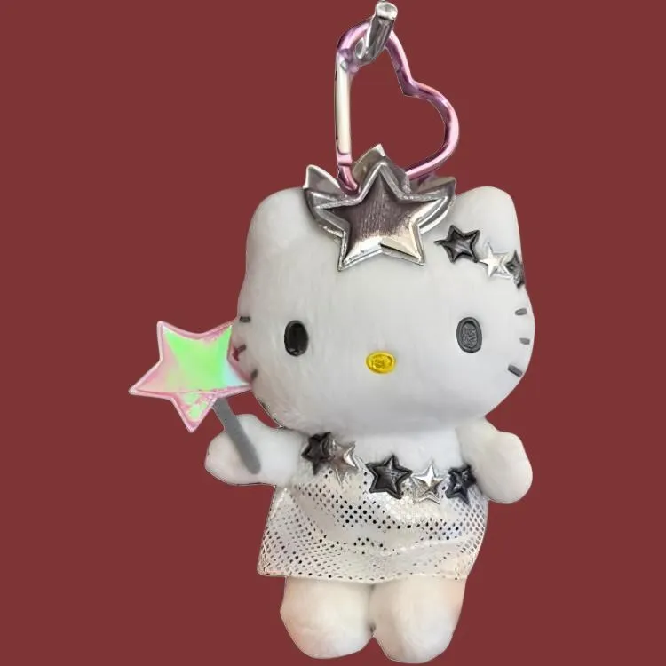 Sanrio Hello Kitty 50th Anniversary Limited 1999 Silver Fairy Dolls Plush Pendant Small Size Tall-1