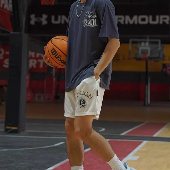 LUSHISI Basketball Shorts Unisex White-1