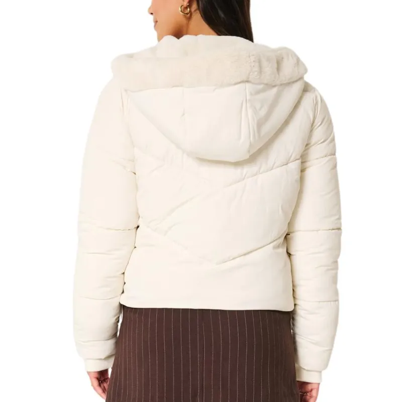 Hollister Puffer Jacket Women's Ivory-2